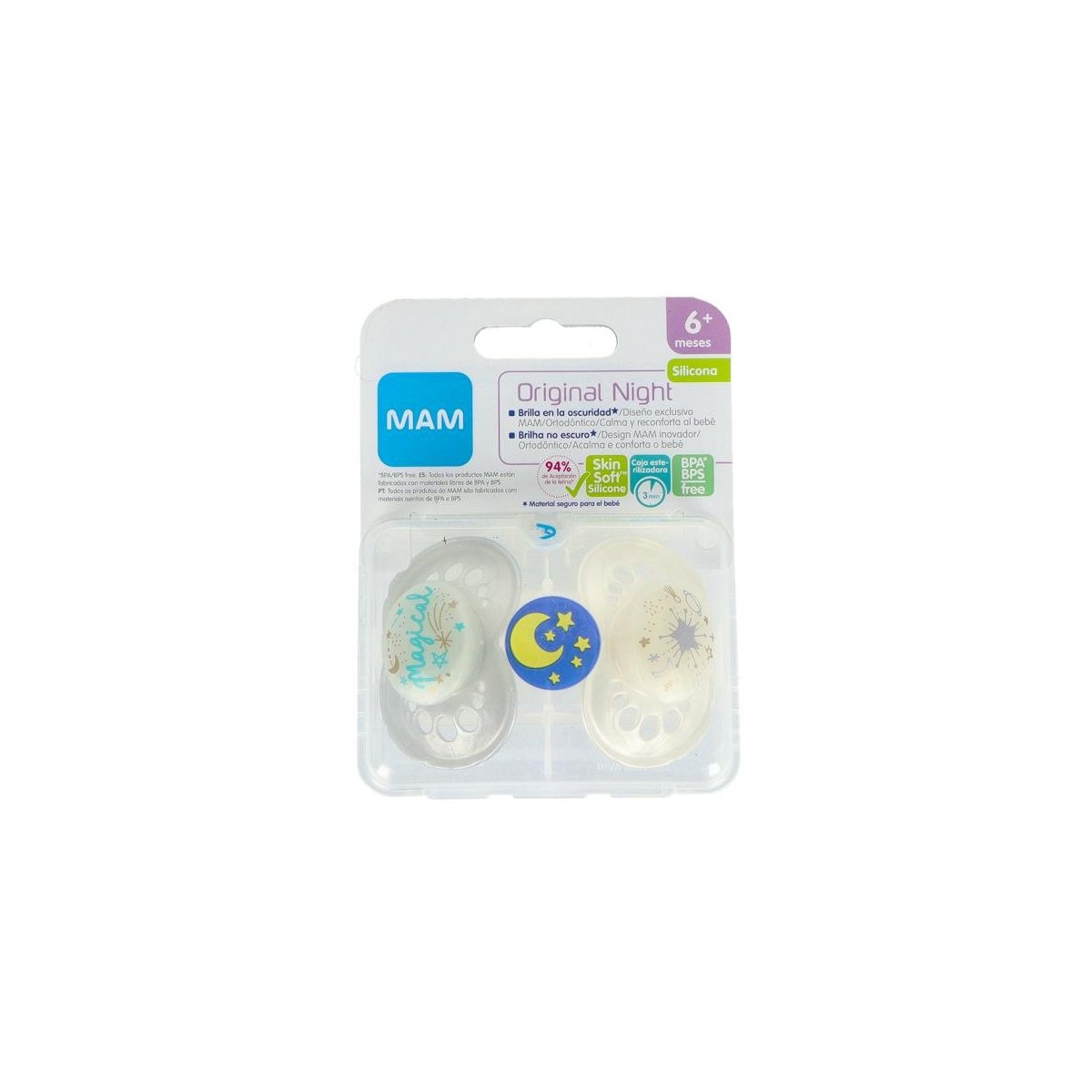 Chupete Mam Original Night Sili Fisio +6 M 2 Un...