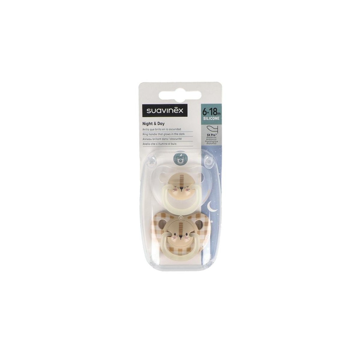 Chupete Suavinex Noche Anat Silic 6-18 M 2 Un