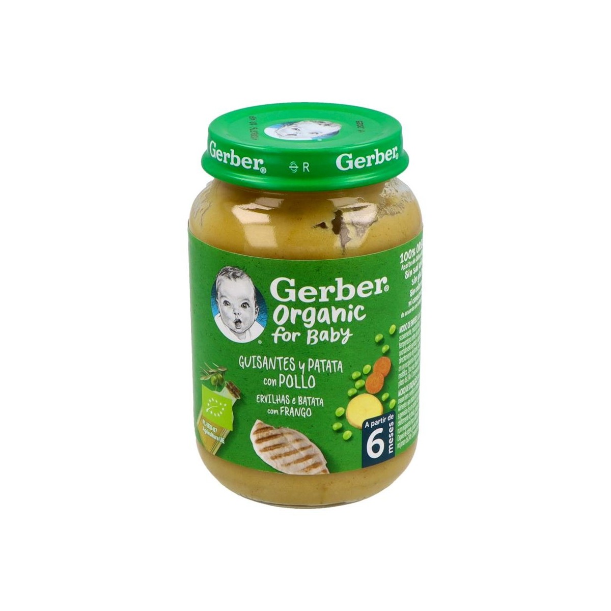 Gerber Org Guisantes Plata Pollo 190 G
