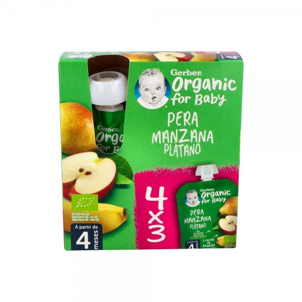 Gerber Pouch Pera, Manzana Y Platano 90 G