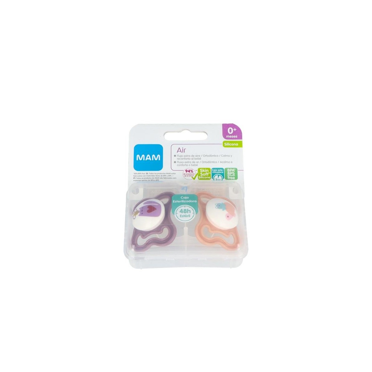 Chupete Mam Air Sili Fisio 0-6 M 2 Un Rosa