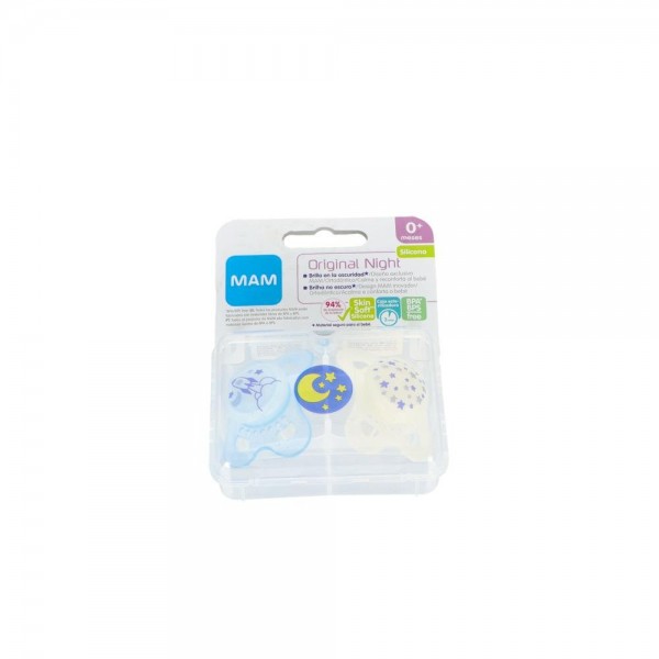 Chupete Mam Original Night Sili Fisio 0-6 M 2 Un Azul...
