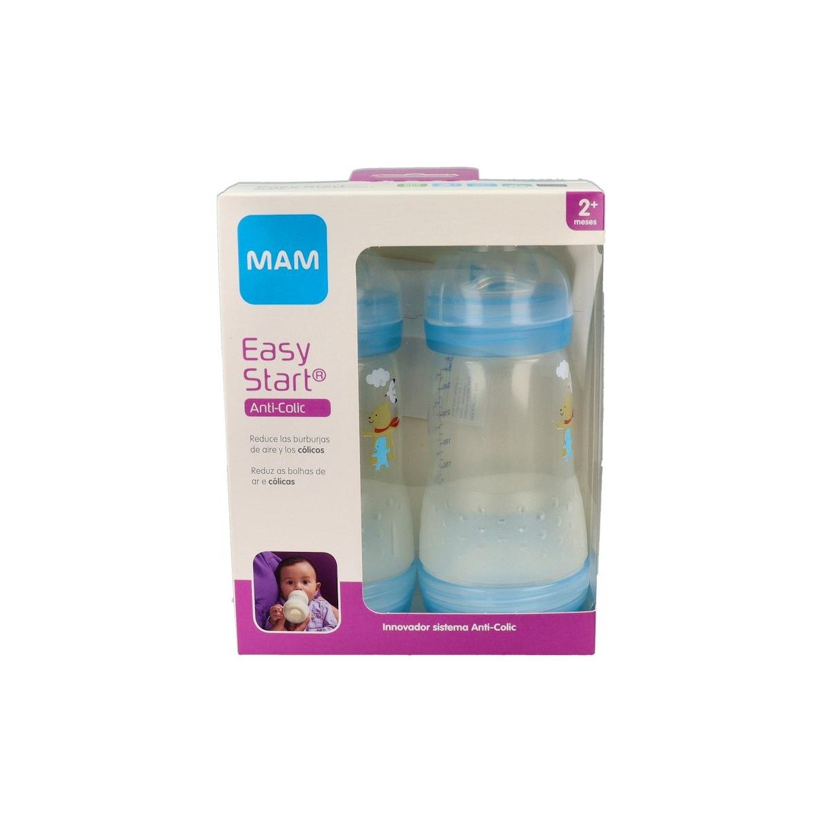 Biberon Mam Anti-Colic 260Ml (2 Ud) Azul