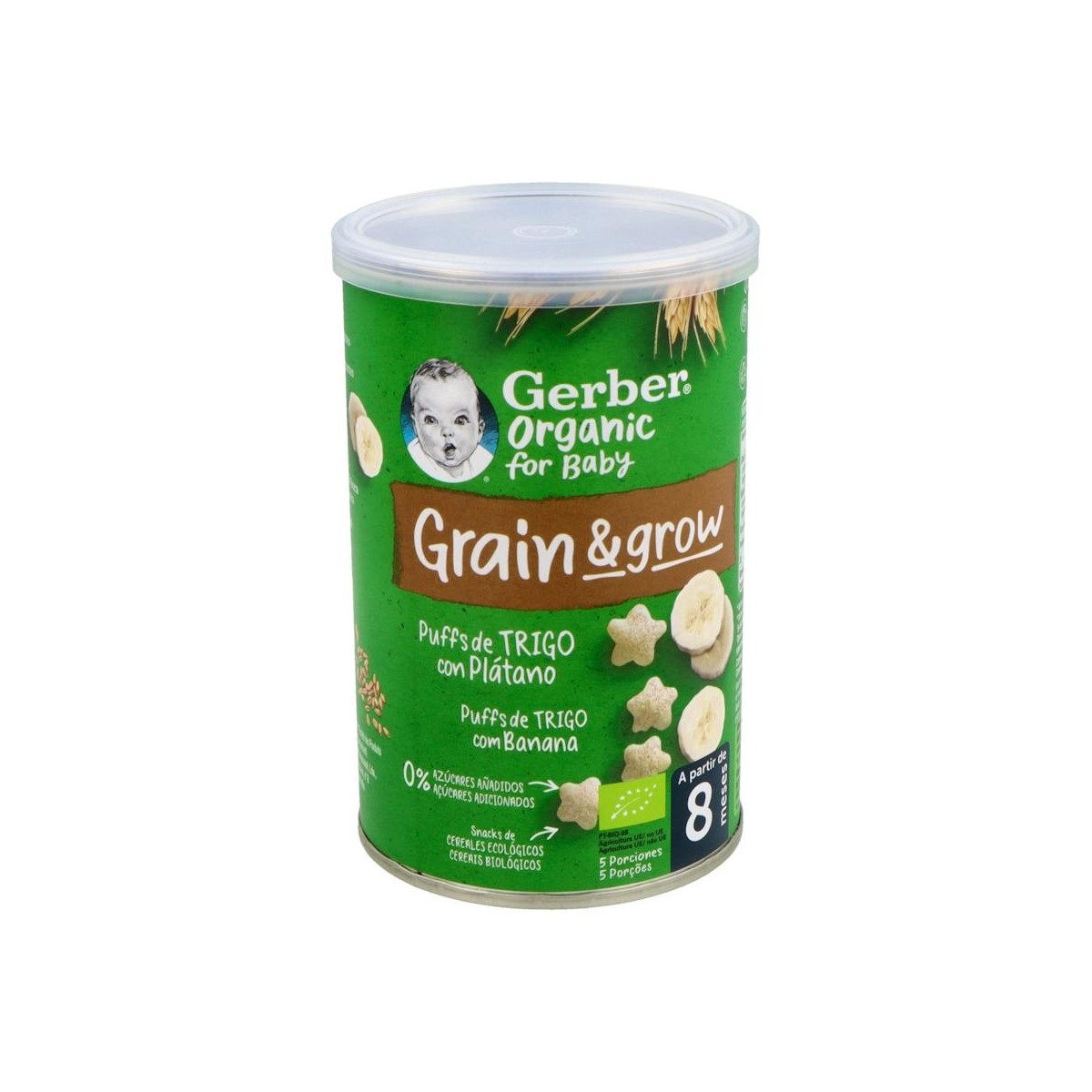 Gerber Organic Puff Cereales Con Pla¡Tano 35G