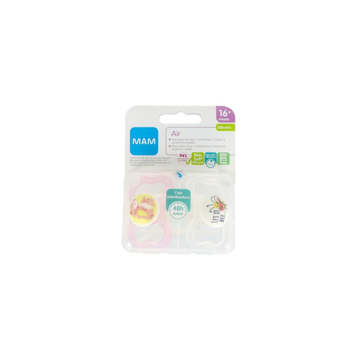 Chupete Mam Air Sili Fisio 16+ M Rosa 2 Un