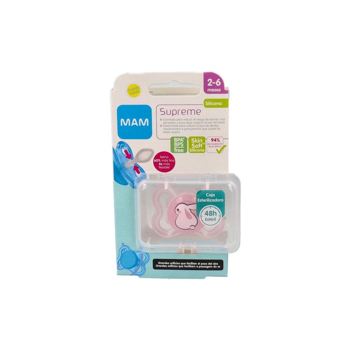 Chupete Mam Supreme Sili Fisio 2-6 M Rosa