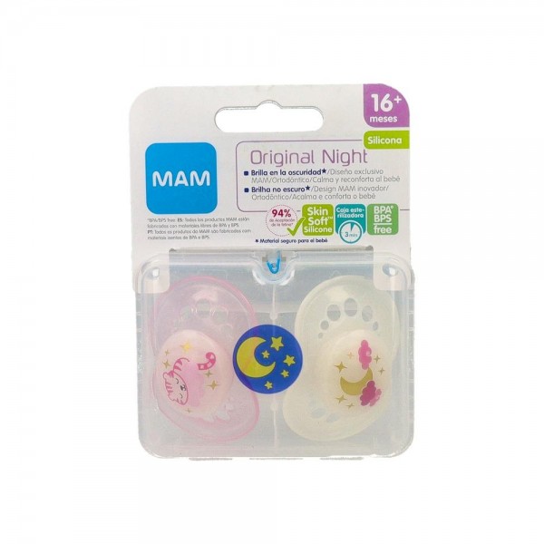 Chupete Mam Original Night Silic +16 M Rosa 2 U