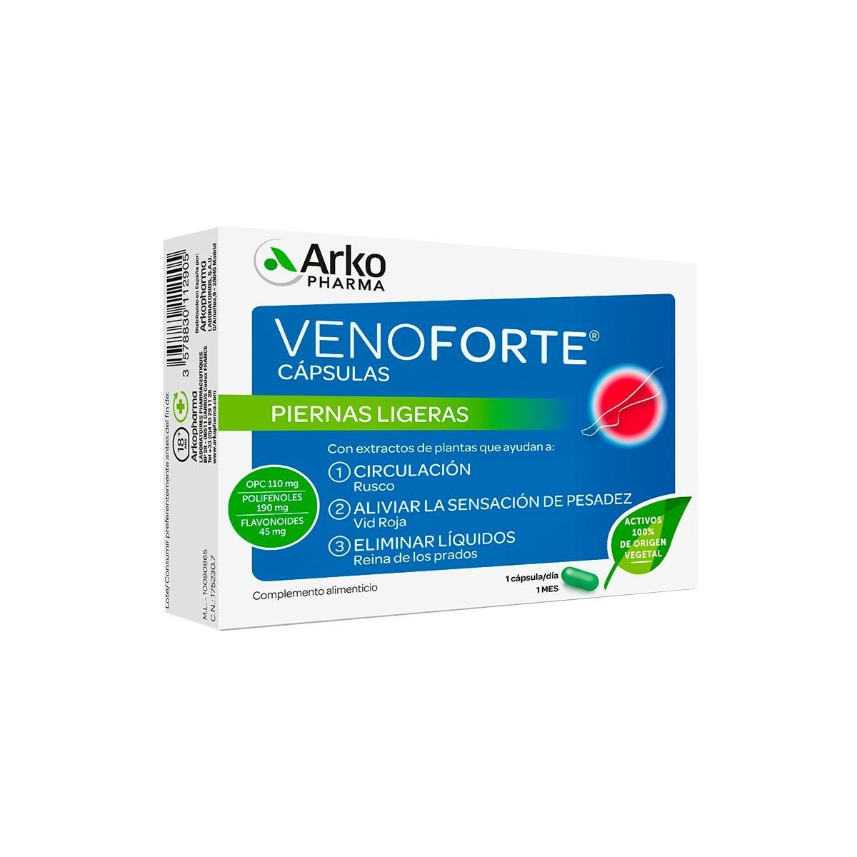 Venoforte Piernas Ligeras 30 Cápsulas Arkopharma
